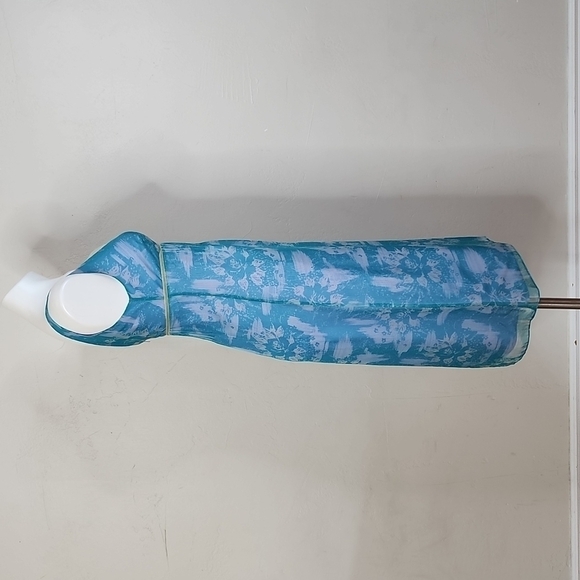 Vintage Rebecca Taylor Blue Silk Floral Dress Size 4 - Picture 7 of 13